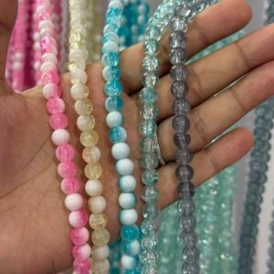 8 mm Double Shade Cracker Glass Beads 100 beads in 1 string/line
