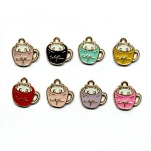 tea cup enamel charms combo mix colour