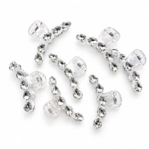 crystal stone y-shape hair claw clips transparent combo of 4 claw
