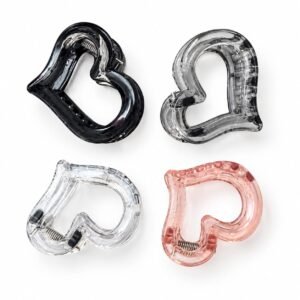 heart shape hair claw clips-korean style combo of 2 claw