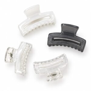 transparent rectangle claw clips combo of 4