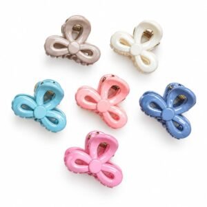 mini bow butterfly hair claw clips combo of 4 (random colour)
