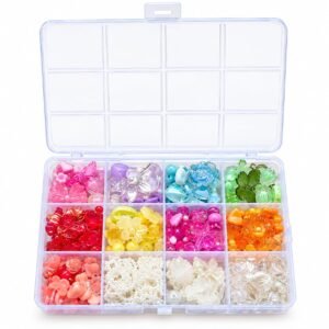 colourful acrylic charms design with box