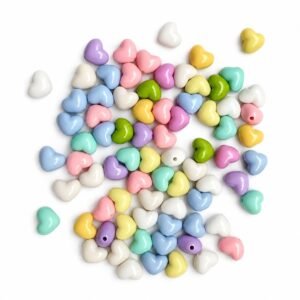 milky pastel big heart beads