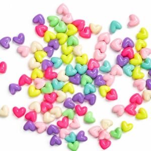 pastel  heart charm beads mix colour
