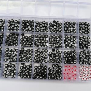 black alphabet beads box black  colour letters 20 each beads