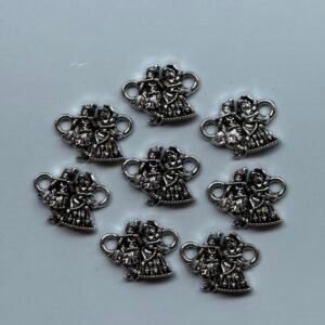 Antique silver Radha krishna charms,pack of 10 piece combo