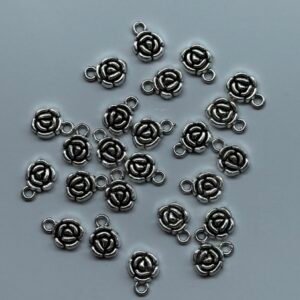 Antique silver rose charms,pack of 10 piece combo