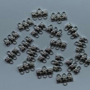 Mini flower 4-loop connector charms,pack of 10 piece combo